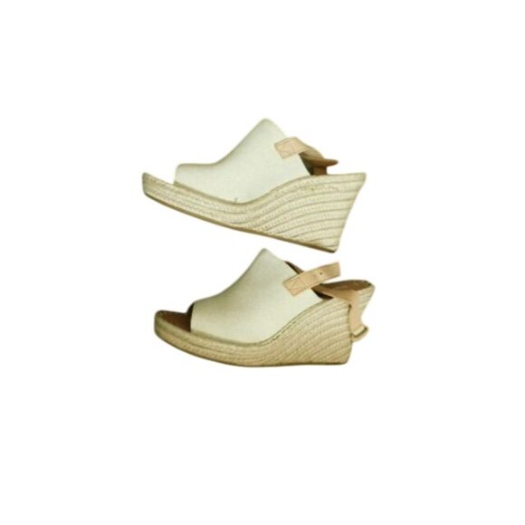 Toms Size 10 Canvas Slingback Rope Covered Wedge Heels Shoes NEW - Picture 5 of 5